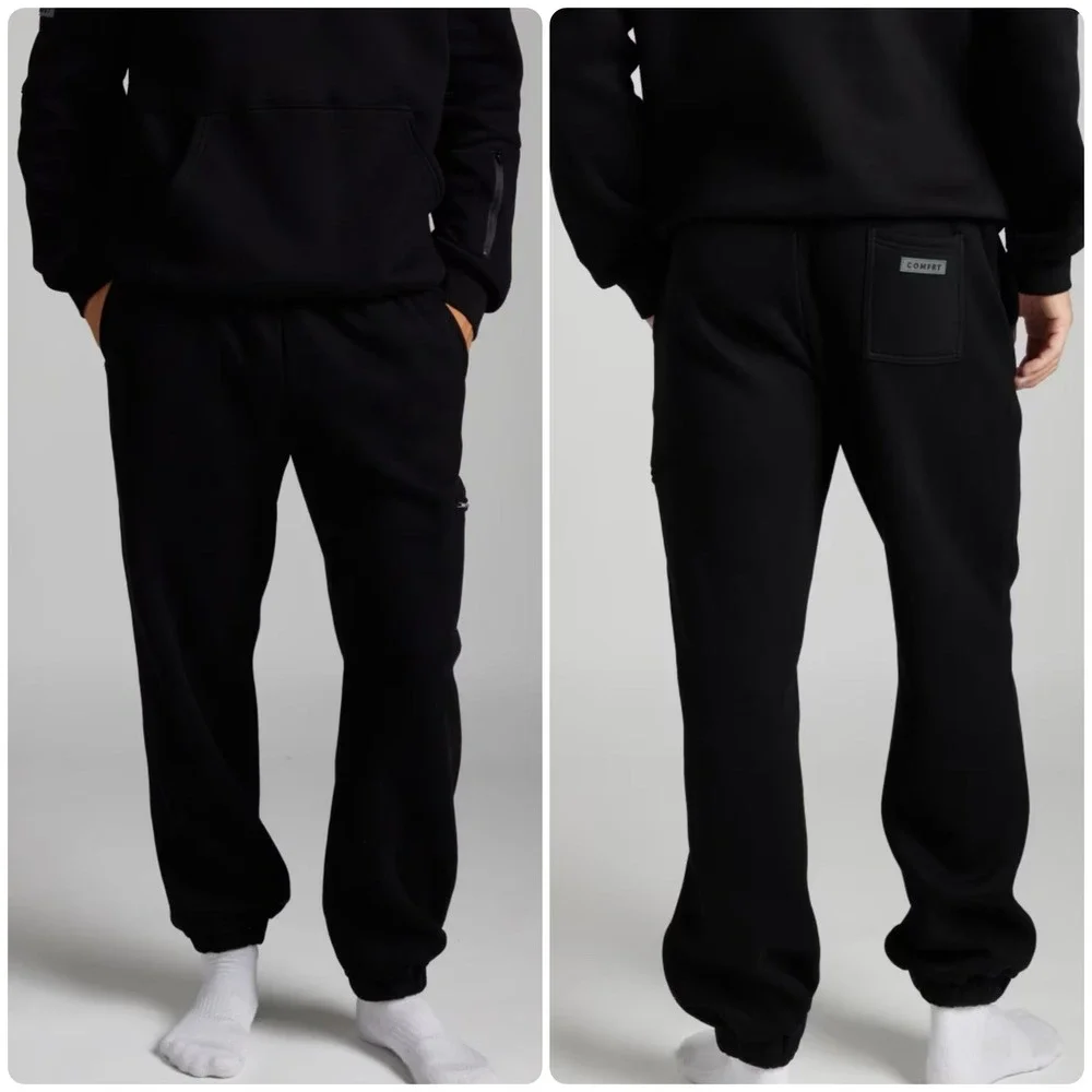 Comfrt Airplane Mode Travel Heavyweight Fleece Jogger Sweatpants Black Size 2XL